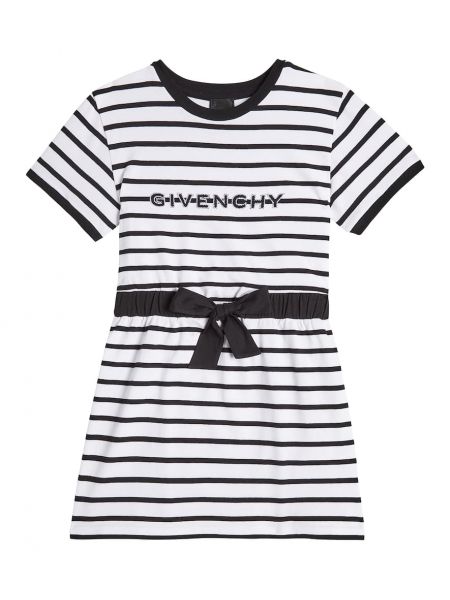 Raidallinen puuvilla mekko tytöille Givenchy Kids valkoinen