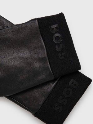 Rękawiczki skórzane Boss czarne