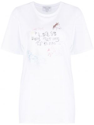 Raštuotas medvilninis marškinėliai Collina Strada balta