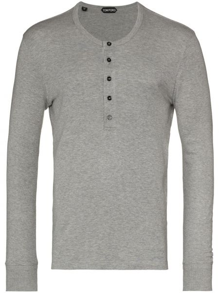 Camiseta de manga larga manga larga jaspeada Tom Ford gris