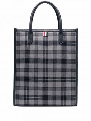 Sjekket shoppingbag Thom Browne grå