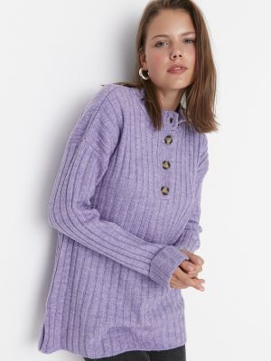 Sweter zapinane na guziki Trendyol - liliowy
