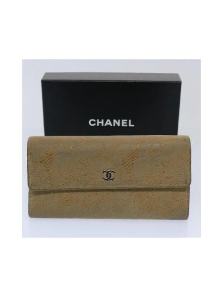 Portfel zamszowy retro Chanel Vintage beżowy