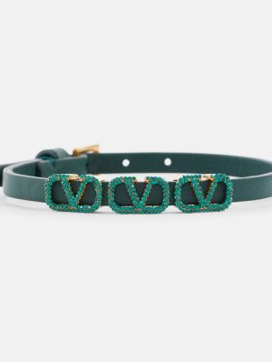 Bracelet en cuir à imprimé Valentino Garavani vert