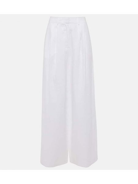 Pantalones de lino bootcut plisados Staud blanco