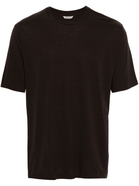 T-shirt en laine col rond Auralee marron