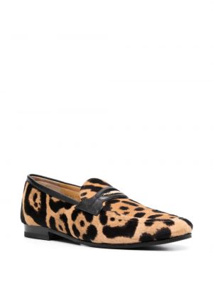 Leopardí kožené loafers s potiskem Bally