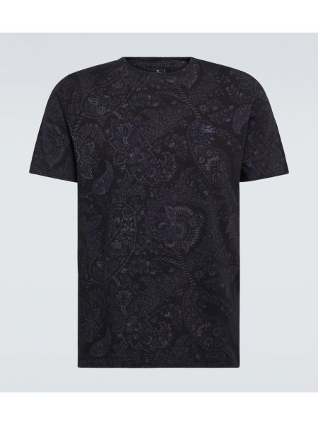 Paisley jersey bomull t-skjorte Etro blå