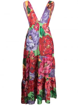 Φλοράλ βαμβακερή μάξι φόρεμα με σχέδιο Farm Rio ροζ