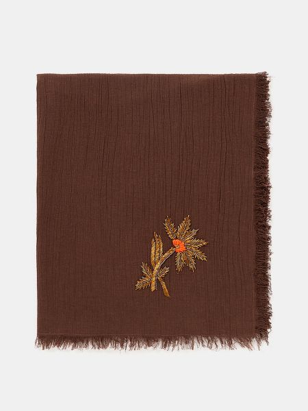 Bufanda con bordado de algodón Latouche marrón
