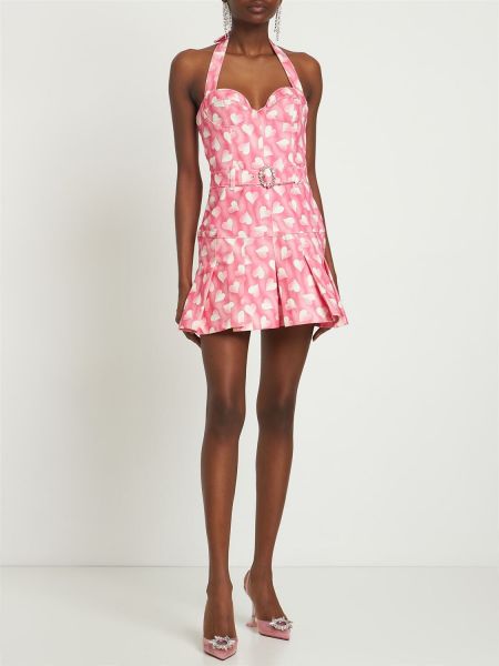 Mini šaty se srdcovým vzorem Alessandra Rich růžové