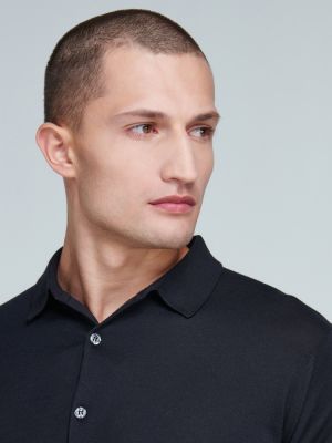 Medvilninis polo marškinėliai John Smedley juoda