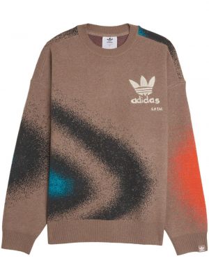 Abstraktas kapučdžemperis ar apdruku Adidas brūns