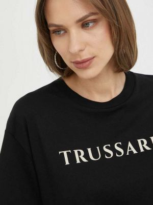 Памучна тениска Trussardi черно