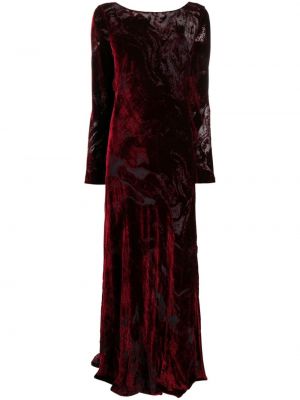 Pliszírozott bársony estélyi ruha Alberta Ferretti piros