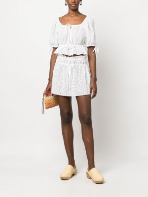 Bavlněné mini sukně Ganni bílé