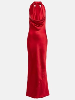 Saténové dlouhé šaty Norma Kamali červená