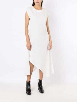 Sukienka midi bez rękawów asymetryczna Uma | Raquel Davidowicz biała
