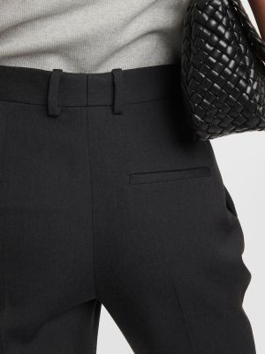 Pantaloni dritti a vita alta di lana slim fit Bottega Veneta grigio