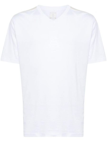 T-shirt en coton à col v Eleventy blanc
