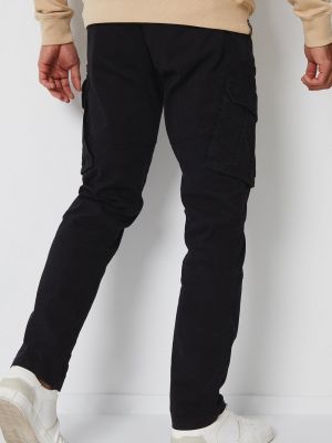 Хлопковые брюки карго с карманами Threadbare черные