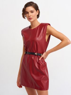 Kožené šaty Dilvin červené