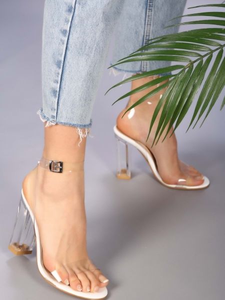 Pantofi transparente Shoeberry alb