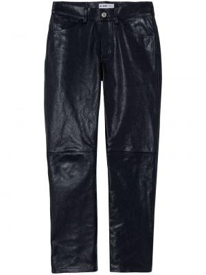 Кожени прав панталон с ниска талия Re/done черно