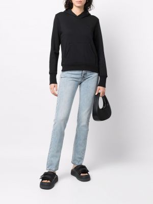 Medvilninis siuvinėtas džemperis su gobtuvu Adidas juoda
