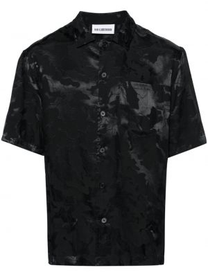 Satynowa koszula żakardowa Han Kjobenhavn czarna