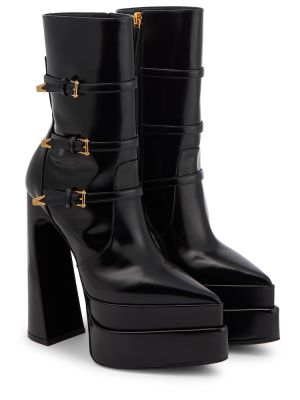 Ankle boots skórzane Versace czarne