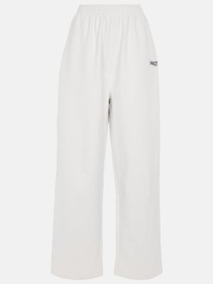 Spodnie sportowe bawełniane z dżerseju Balenciaga białe