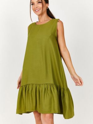 Šaty bez rukávů s volány Armonika zelené