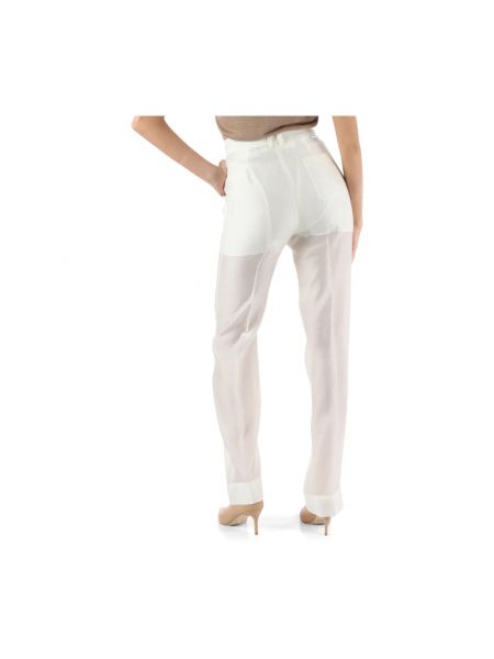 Pantalones rectos con cremallera lyocell Calvin Klein blanco