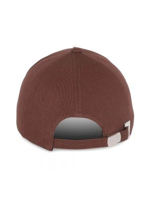 Cappello con visiera ricamato di cotone Balmain marrone