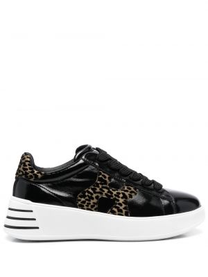 Sneakerși cu imagine cu model leopard Hogan negru