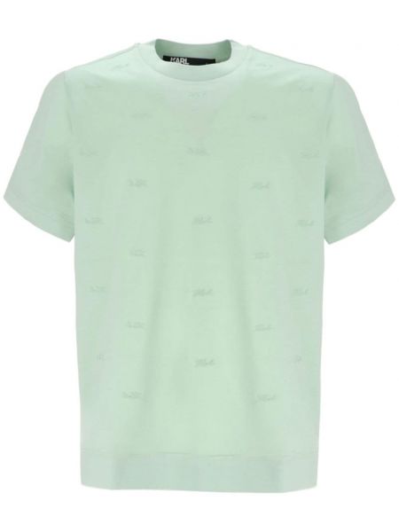 Памучна тениска с принт Karl Lagerfeld зелено
