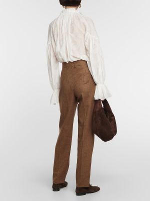 Proste spodnie z wysoką talią wełniane Blazã© Milano beżowe