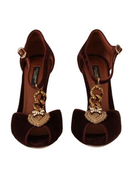 Sandalias con tacón de terciopelo‏‏‎ de tacón alto Dolce & Gabbana