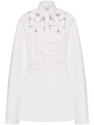 Srajčna obleka s cvetličnim vzorcem Valentino Garavani bela