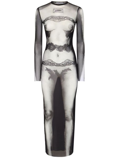 Body i mesh med blonder Jean Paul Gaultier sort