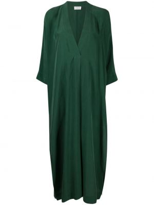 Hodvábne dlouhé šaty s výstrihom do v P.a.r.o.s.h. zelená