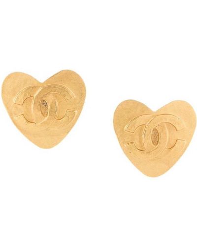 Pendientes con corazón Chanel Pre-owned dorado