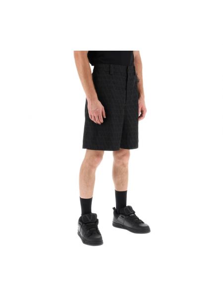 Pantalones cortos de cuero Valentino Garavani negro