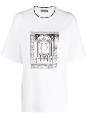 T-shirt con stampa con scollo tondo Lorena Antoniazzi bianco