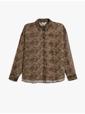 Leopardí košile s knoflíky s dlouhými rukávy Koton