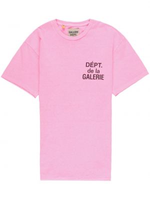 Bavlněné tričko s potiskem Gallery Dept. růžové