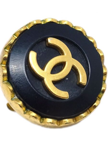 Boucles d'oreilles à boutons à boucle Chanel Pre-owned noir