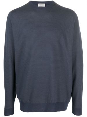 Vlnený sveter s okrúhlym výstrihom John Smedley modrá
