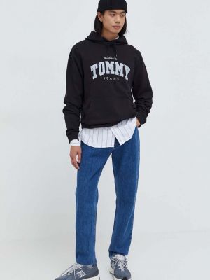 Bluza z kapturem bawełniana Tommy Jeans czarna